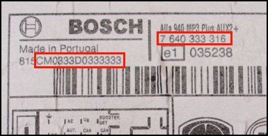Radio-Code Bosch