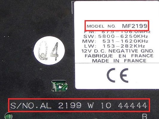 Auto Radio Code MF2199 Alpine